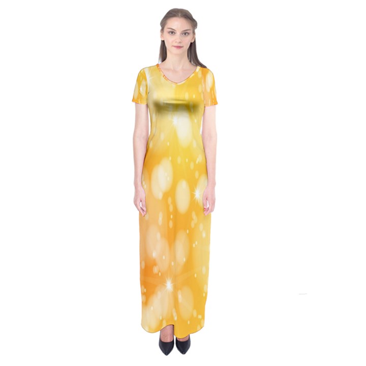 Abstract Sparkling Christmas Day Short Sleeve Maxi Dress