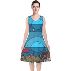 Artwork Art Kids V-neck Midi Sleeveless Dress  by artworkshop