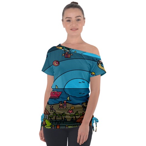 Artwork Art Kids Off Shoulder Tie-up Tee by artworkshop