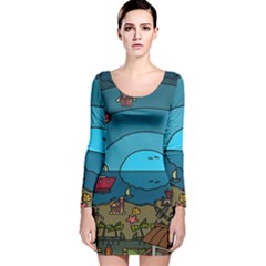 Artwork Art Kids Long Sleeve Velvet Bodycon Dress by artworkshop