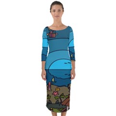 Artwork Art Kids Quarter Sleeve Midi Bodycon Dress by artworkshop