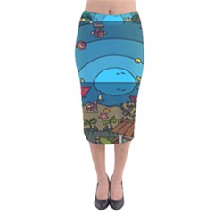 Artwork Art Kids Velvet Midi Pencil Skirt by artworkshop