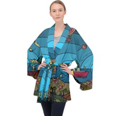 Artwork Art Kids Long Sleeve Velvet Kimono  by artworkshop