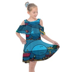 Artwork Art Kids Kids  Shoulder Cutout Chiffon Dress by artworkshop