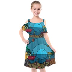 Artwork Art Kids Kids  Cut Out Shoulders Chiffon Dress by artworkshop