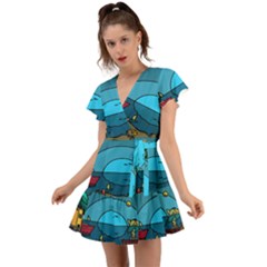 Artwork Art Kids Flutter Sleeve Wrap Dress by artworkshop