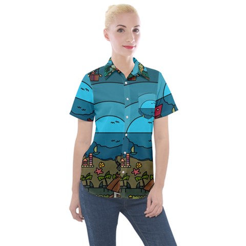 Artwork Art Kids Women s Short Sleeve Pocket Shirt by artworkshop