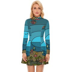 Artwork Art Kids Long Sleeve Velour Longline Dress