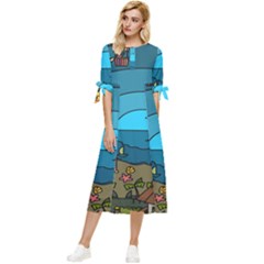 Artwork Art Kids Bow Sleeve Chiffon Midi Dress by artworkshop