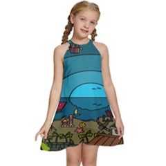 Artwork Art Kids Kids  Halter Collar Waist Tie Chiffon Dress