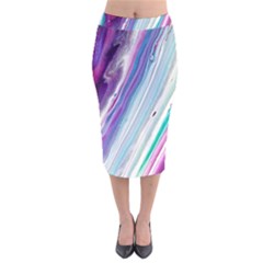 Color Acrylic Paint Art Velvet Midi Pencil Skirt by artworkshop