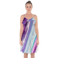 Color Acrylic Paint Art Ruffle Detail Chiffon Dress by artworkshop