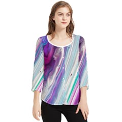 Color Acrylic Paint Art Chiffon Quarter Sleeve Blouse by artworkshop