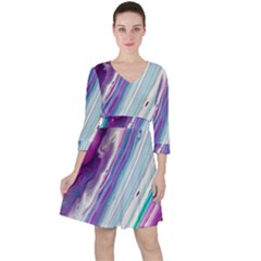 Color Acrylic Paint Art Quarter Sleeve Ruffle Waist Dress by artworkshop