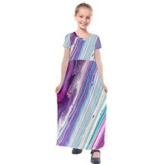 Color Acrylic Paint Art Kids  Short Sleeve Maxi Dress by artworkshop