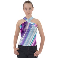 Color Acrylic Paint Art Cross Neck Velour Top by artworkshop