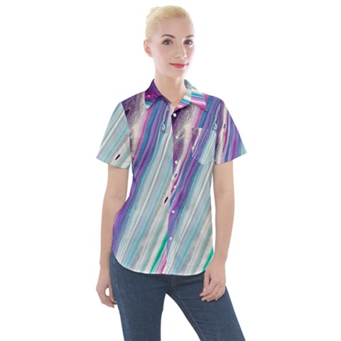 Color Acrylic Paint Art Women s Short Sleeve Pocket Shirt by artworkshop