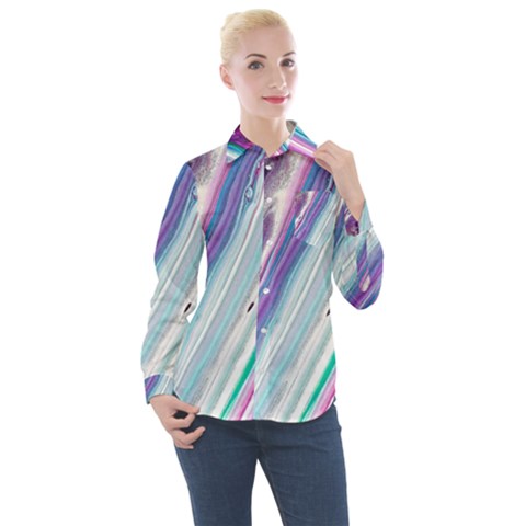 Color Acrylic Paint Art Women s Long Sleeve Pocket Shirt by artworkshop