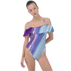 Color Acrylic Paint Art Frill Detail One Piece Swimsuit by artworkshop