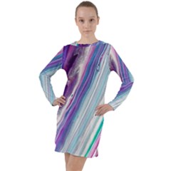 Color Acrylic Paint Art Long Sleeve Hoodie Dress