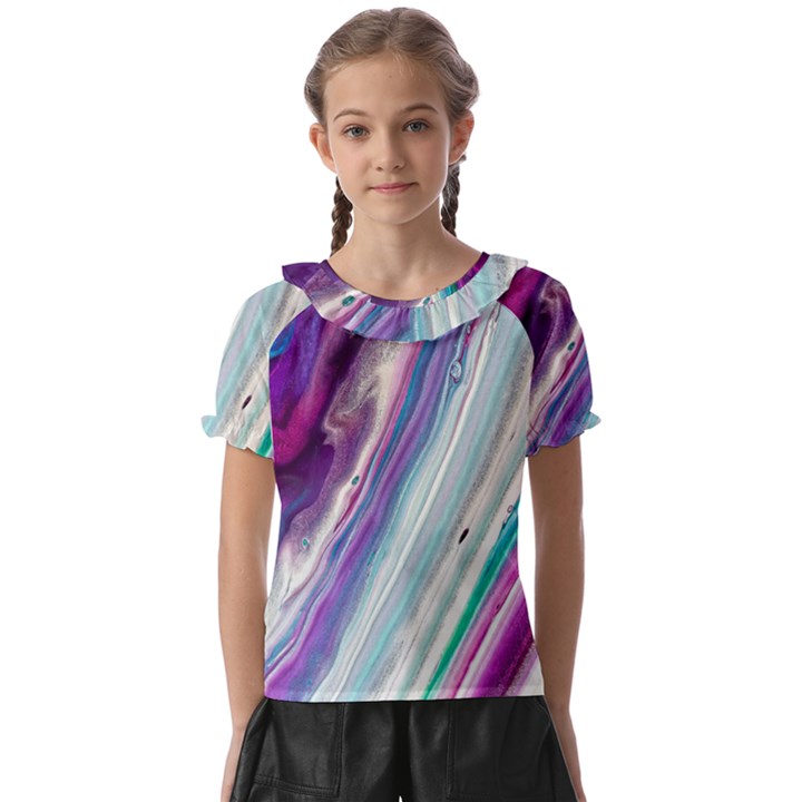 Color Acrylic Paint Art Kids  Frill Chiffon Blouse