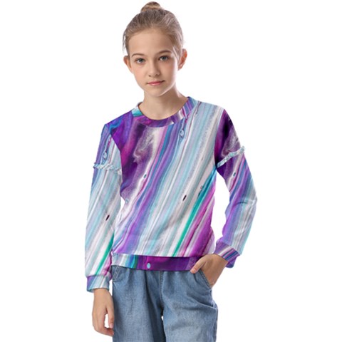 Color Acrylic Paint Art Kids  Long Sleeve Tee With Frill  by artworkshop