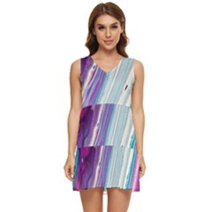 Color Acrylic Paint Art Tiered Sleeveless Mini Dress by artworkshop