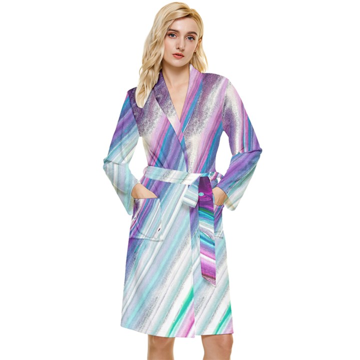 Color Acrylic Paint Art Long Sleeve Velour Robe