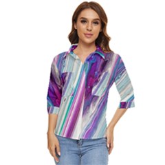 Color Acrylic Paint Art Women s Quarter Sleeve Pocket Shirt