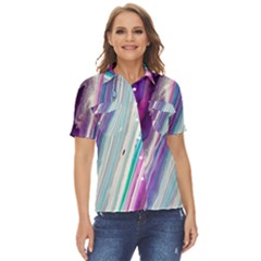 Color Acrylic Paint Art Women s Short Sleeve Double Pocket Shirt