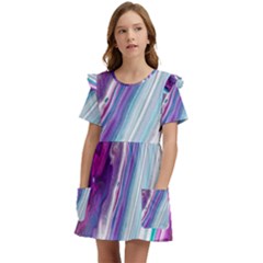 Color Acrylic Paint Art Kids  Frilly Sleeves Pocket Dress