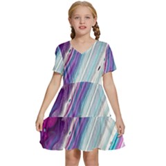 Color Acrylic Paint Art Kids  Short Sleeve Tiered Mini Dress