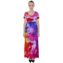 Colorful Painting High Waist Short Sleeve Maxi Dress by artworkshop