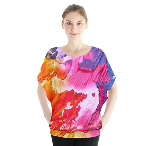 Colorful Painting Batwing Chiffon Blouse by artworkshop