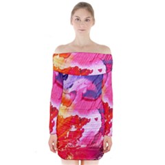 Colorful Painting Long Sleeve Off Shoulder Dress by artworkshop