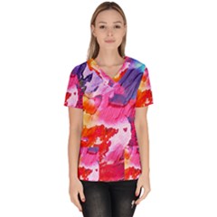 Colorful Painting Women s V-neck Scrub Top by artworkshop