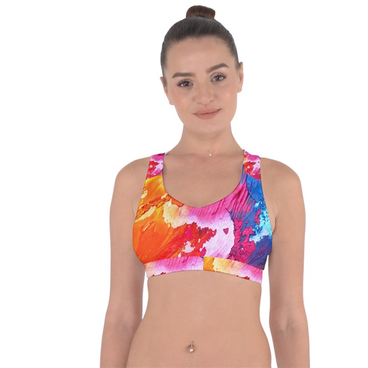 Colorful Painting Cross String Back Sports Bra