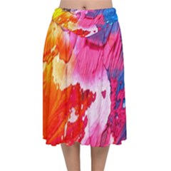 Colorful Painting Velvet Flared Midi Skirt by artworkshop