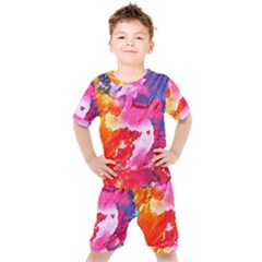 Colorful Painting Kids  Tee And Shorts Set by artworkshop