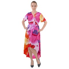 Colorful Painting Front Wrap High Low Dress by artworkshop