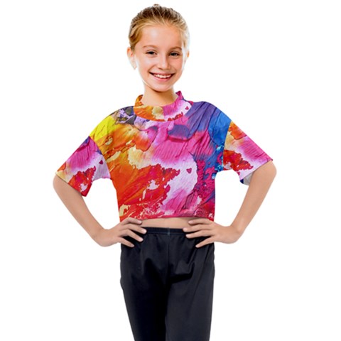 Colorful Painting Kids Mock Neck Tee by artworkshop