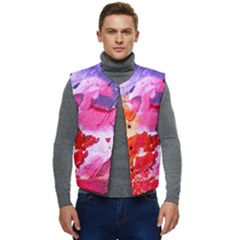 Colorful Painting Men s Short Button Up Puffer Vest	