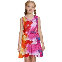 Colorful Painting Kids  Sleeveless Tiered Mini Dress by artworkshop