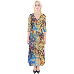 Colorful Structure Quarter Sleeve Wrap Maxi Dress by artworkshop