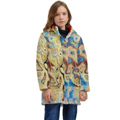 Colorful Structure Kid s Hooded Longline Puffer Jacket