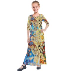 Colorful Structure Kids  Quarter Sleeve Maxi Dress by artworkshop