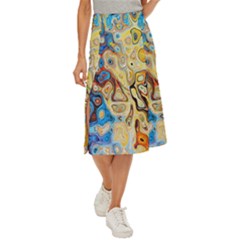 Colorful Structure Midi Panel Skirt