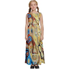 Colorful Structure Kids  Satin Sleeveless Maxi Dress