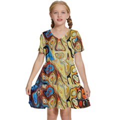 Colorful Structure Kids  Short Sleeve Tiered Mini Dress