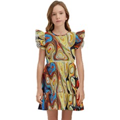 Colorful Structure Kids  Winged Sleeve Dress